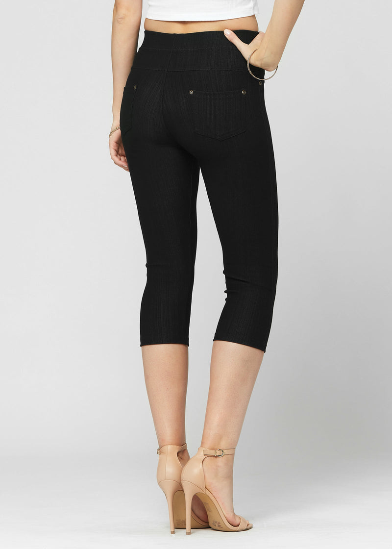 Ava Capri Length Premium Stretch Everyday Jeggings - Black