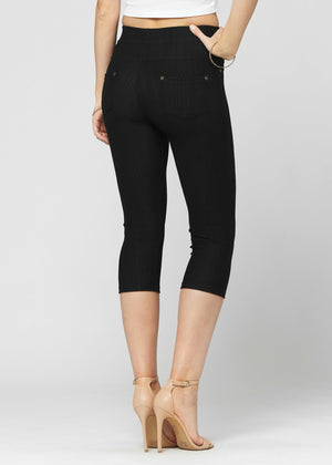 Ava Capri Length Premium Stretch Everyday Jeggings - Black