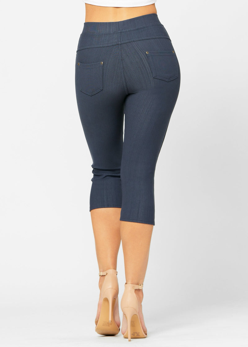 Ava Capri Length Premium Stretch Everyday Jeggings - Charcoal Grey