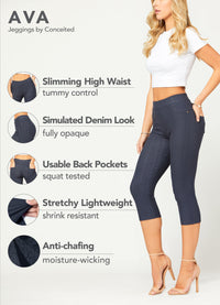 Ava Capri Length Premium Stretch Everyday Jeggings - Charcoal Grey