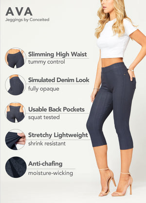 Ava Capri Length Premium Stretch Everyday Jeggings - Charcoal Grey
