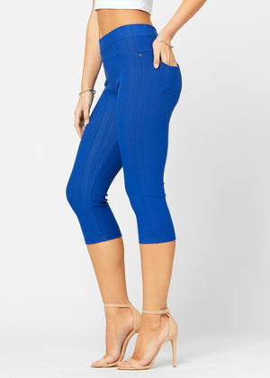 Ava Capri Length Premium Stretch Everyday Jeggings - Royal Blue