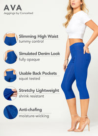 Ava Capri Length Premium Stretch Everyday Jeggings - Royal Blue