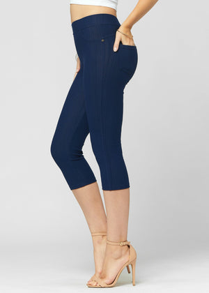 Ava Capri Length Premium Stretch Everyday Jeggings - Denim Blue