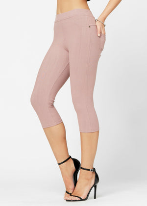 Ava Capri Length Premium Stretch Everyday Jeggings - Dusty Pink