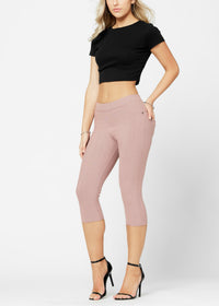 Ava Capri Length Premium Stretch Everyday Jeggings - Dusty Pink