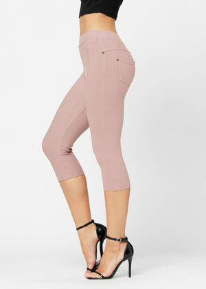 Ava Capri Length Premium Stretch Everyday Jeggings - Dusty Pink