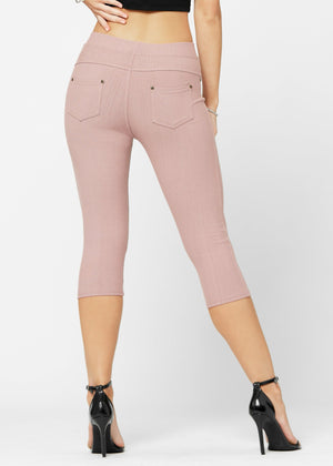 Ava Capri Length Premium Stretch Everyday Jeggings - Dusty Pink