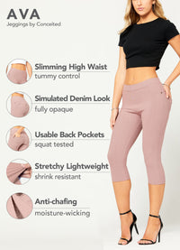 Ava Capri Length Premium Stretch Everyday Jeggings - Dusty Pink