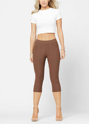 Ava Capri Length Premium Stretch Everyday Jeggings - Mocha Brown