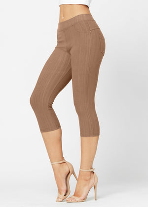 Ava Capri Length Premium Stretch Everyday Jeggings - Mocha Brown