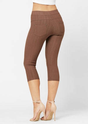 Ava Capri Length Premium Stretch Everyday Jeggings - Mocha Brown