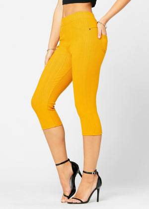 Ava Capri Length Premium Stretch Everyday Jeggings - Mustard