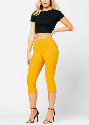 Ava Capri Length Premium Stretch Everyday Jeggings - Mustard