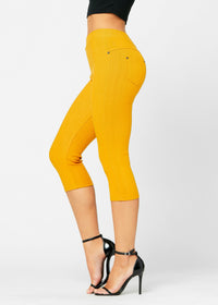 Ava Capri Length Premium Stretch Everyday Jeggings - Mustard