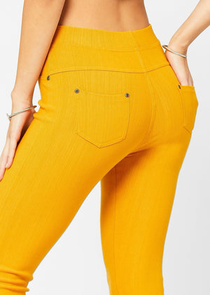 Ava Capri Length Premium Stretch Everyday Jeggings - Mustard