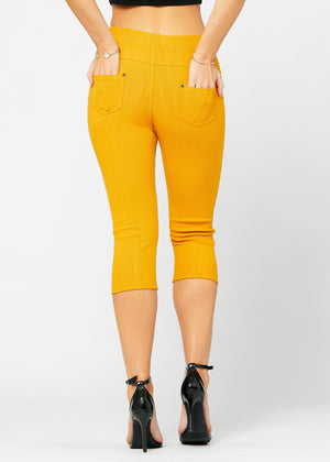 Ava Capri Length Premium Stretch Everyday Jeggings - Mustard