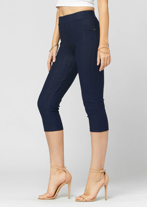 Ava Capri Length Premium Stretch Everyday Jeggings - Indigo Blue