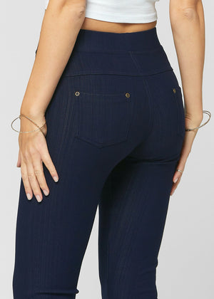 Ava Capri Length Premium Stretch Everyday Jeggings - Indigo Blue