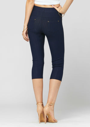 Ava Capri Length Premium Stretch Everyday Jeggings - Indigo Blue