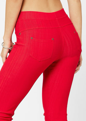 Ava Capri Length Premium Stretch Everyday Jeggings - Red