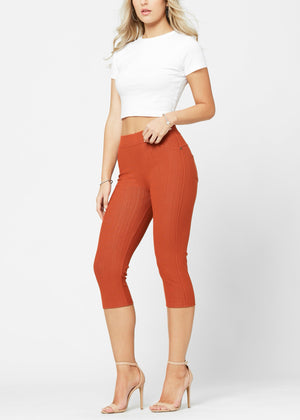 Ava Capri Length Premium Stretch Everyday Jeggings - Rust