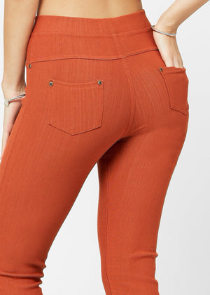 Ava Capri Length Premium Stretch Everyday Jeggings - Rust