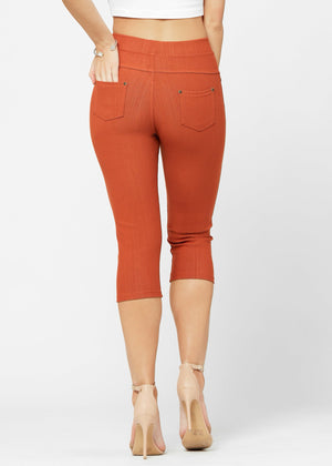 Ava Capri Length Premium Stretch Everyday Jeggings - Rust