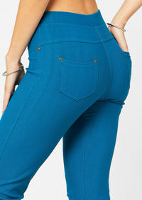Ava Capri Length Premium Stretch Everyday Jeggings - Teal Blue
