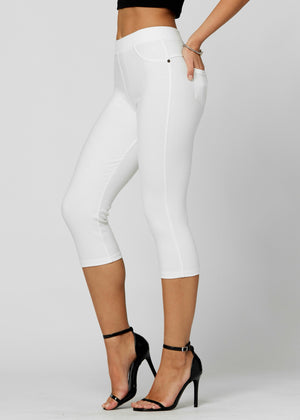 Ava Capri Length Premium Stretch Everyday Jeggings - Off White
