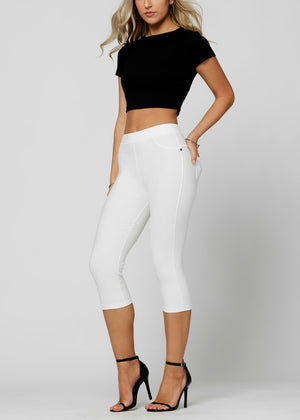 Ava Capri Length Premium Stretch Everyday Jeggings - Off White