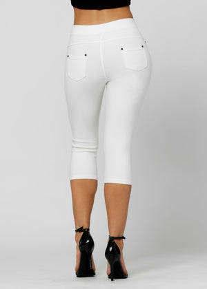 Ava Capri Length Premium Stretch Everyday Jeggings - Off White