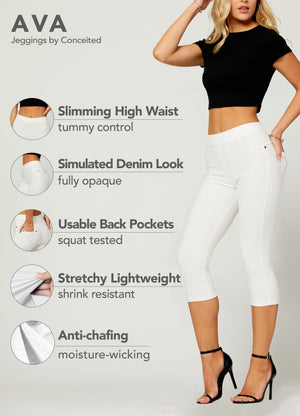 Ava Capri Length Premium Stretch Everyday Jeggings - Off White