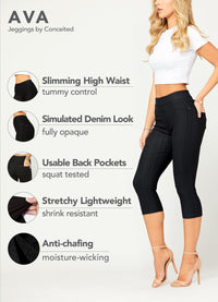 Ava Capri Length Premium Stretch Everyday Jeggings - Black