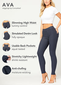Ava Full Length Premium Stretch Everyday Jeggings - Charcoal Grey