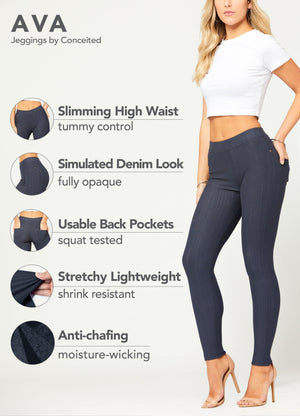Ava Full Length Premium Stretch Everyday Jeggings - Charcoal Grey