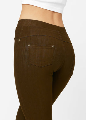 Ava Full Length Premium Stretch Everyday Jeggings - Brown