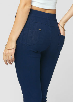 Ava Full Length Premium Stretch Everyday Jeggings - Denim Blue