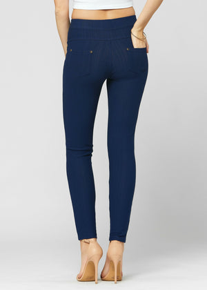 Ava Full Length Premium Stretch Everyday Jeggings - Denim Blue