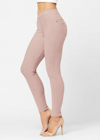 Ava Full Length Premium Stretch Everyday Jeggings - Dusty Pink