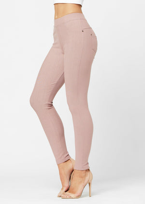 Ava Full Length Premium Stretch Everyday Jeggings - Dusty Pink
