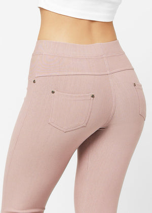 Ava Full Length Premium Stretch Everyday Jeggings - Dusty Pink