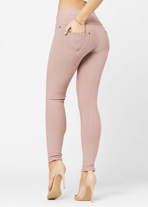 Ava Full Length Premium Stretch Everyday Jeggings - Dusty Pink