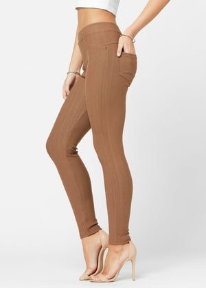 Ava Full Length Premium Stretch Everyday Jeggings - Mocha Brown