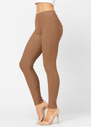 Ava Full Length Premium Stretch Everyday Jeggings - Mocha Brown