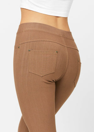 Ava Full Length Premium Stretch Everyday Jeggings - Mocha Brown