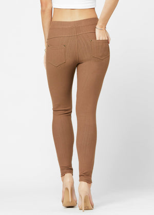 Ava Full Length Premium Stretch Everyday Jeggings - Mocha Brown