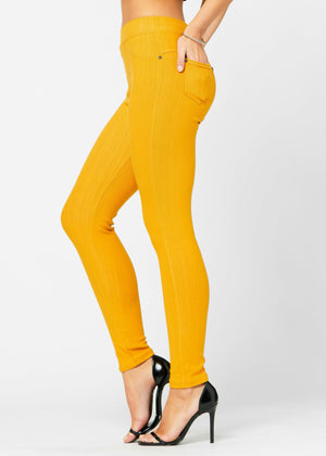 Ava Full Length Premium Stretch Everyday Jeggings - Mustard