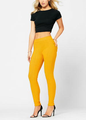 Ava Full Length Premium Stretch Everyday Jeggings - Mustard