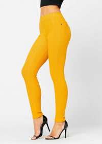 Ava Full Length Premium Stretch Everyday Jeggings - Mustard